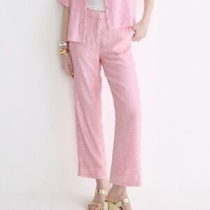 J Crew Collection Ingrid Pink Sequin Trousers Size 4